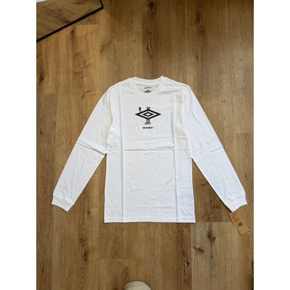 Akomplice x Umbro Peaceman Long Sleeve T-Shirt White Black Logo Size M NWT